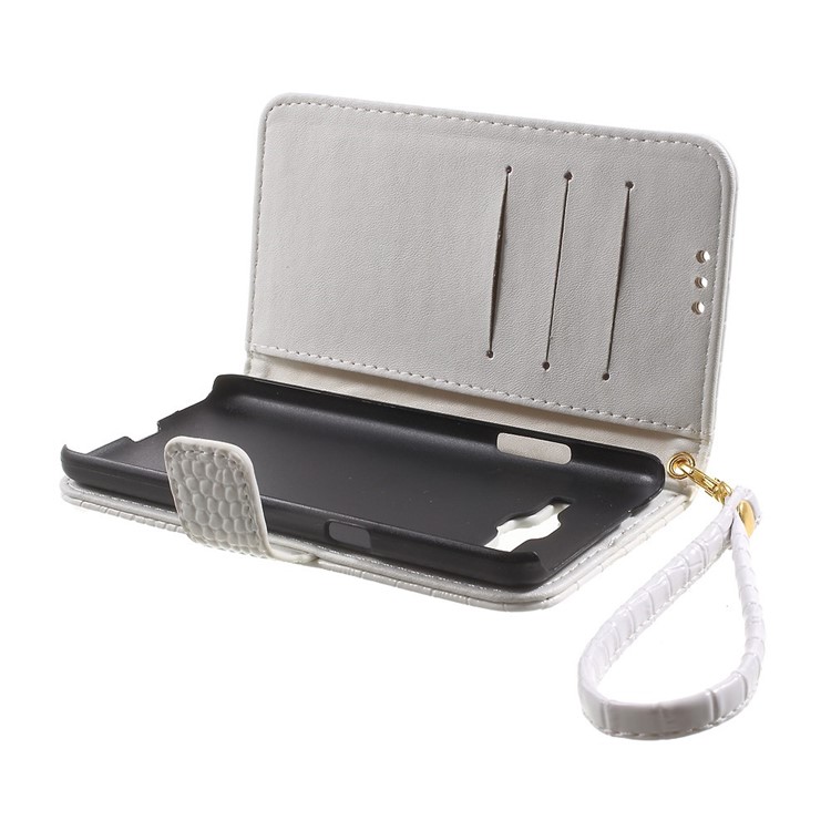 Crocodile Texture Leather Wallet Case for Samsung Galaxy Grand Prime G530H - White-6