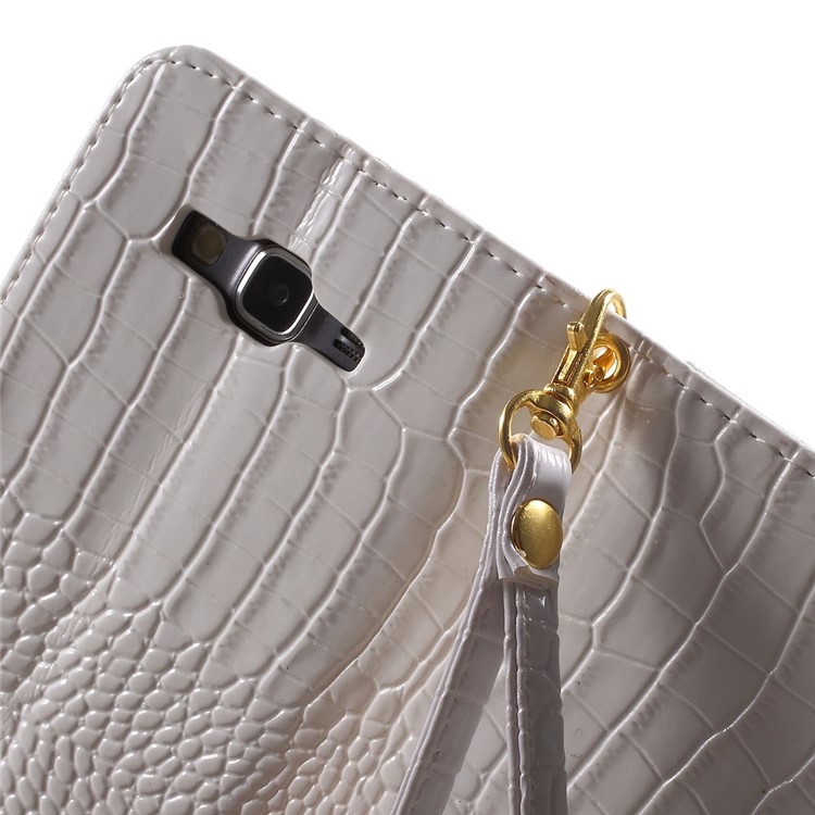 Crocodile Texture Leather Wallet Case for Samsung Galaxy Grand Prime G530H - White-8