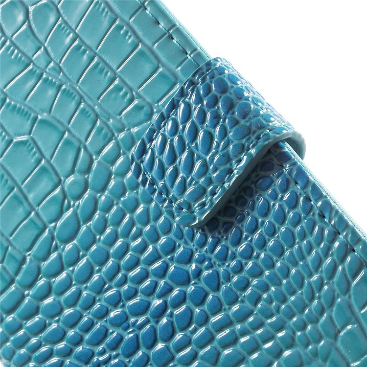 Cayman Texture Leather Stand Cover for Samsung Galaxy Grand Prime G530H with Lanyard - Blue-9
