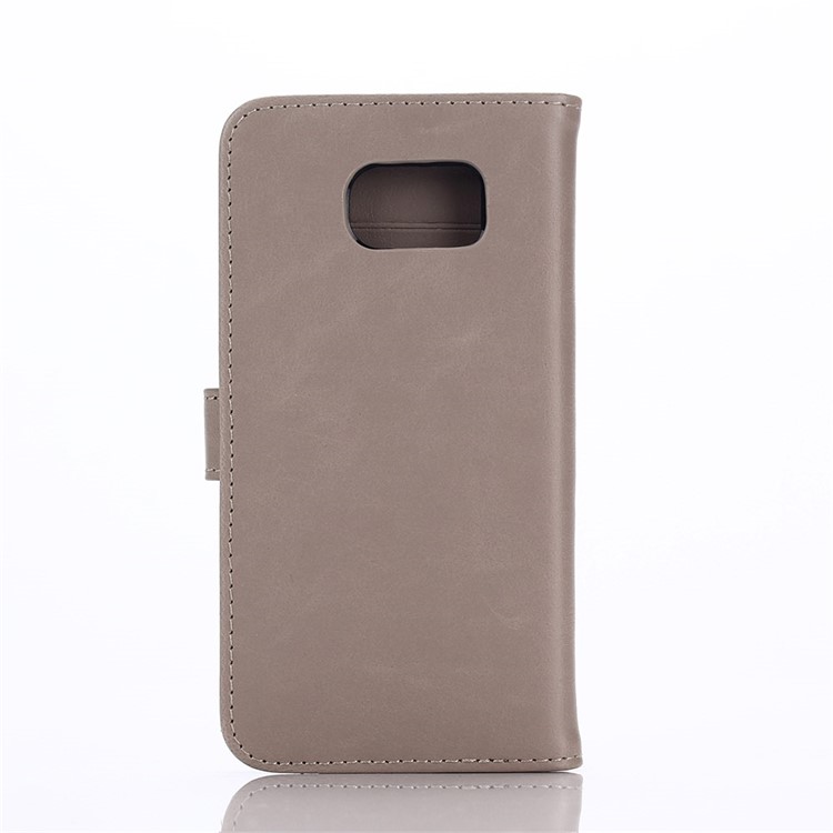 Retro Style Card Cash Holder Leather Cover for Samsung Galaxy S6 G920 - Grey-2
