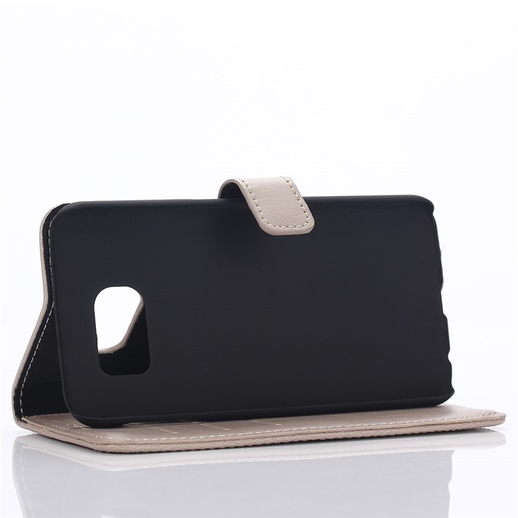 Retro Style Card Cash Holder Leather Cover for Samsung Galaxy S6 G920 - Grey-4