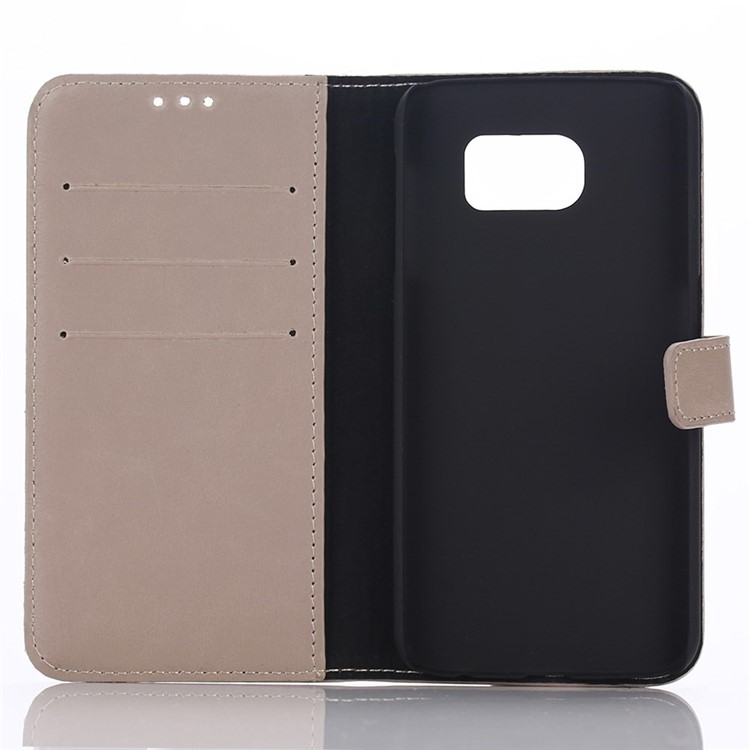 Retro Style Card Cash Holder Leather Cover for Samsung Galaxy S6 G920 - Grey-5