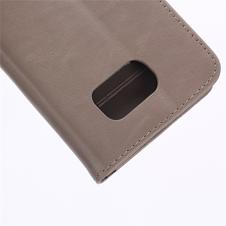 Retro Style Card Cash Holder Leather Cover for Samsung Galaxy S6 G920 - Grey-6