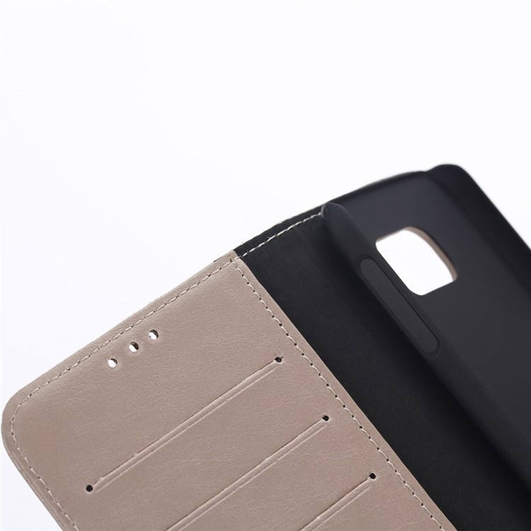 Retro Style Card Cash Holder Leather Cover for Samsung Galaxy S6 G920 - Grey-8