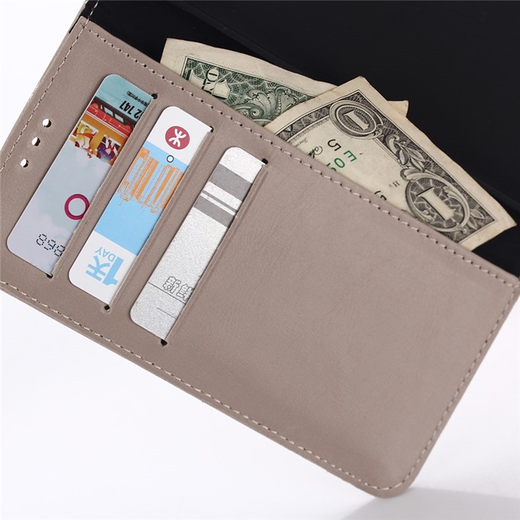 Retro Style Card Cash Holder Leather Cover for Samsung Galaxy S6 G920 - Grey-9