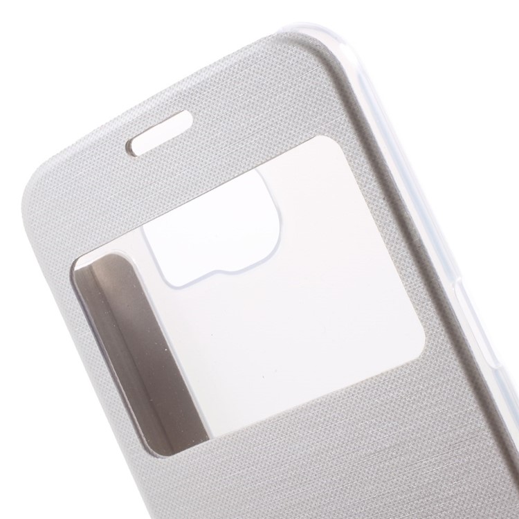 Window View Leather Folio Cover for Samsung Galaxy S6 G920 with Back Plastic Case - White-5
