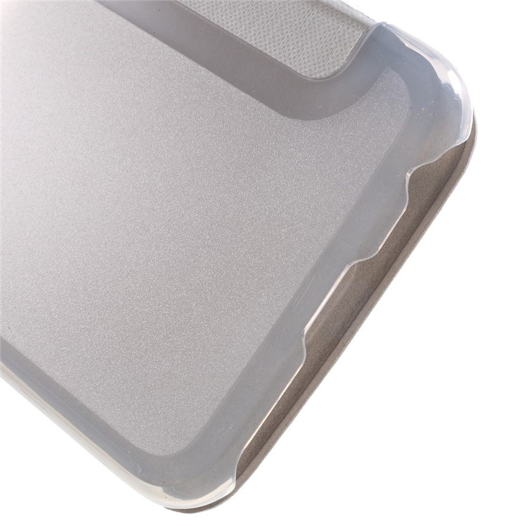 Window View Leather Folio Cover for Samsung Galaxy S6 G920 with Back Plastic Case - White-6