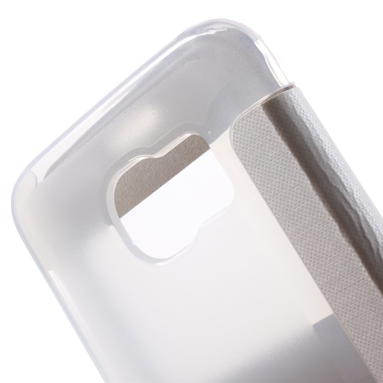 Window View Leather Folio Cover for Samsung Galaxy S6 G920 with Back Plastic Case - White-7
