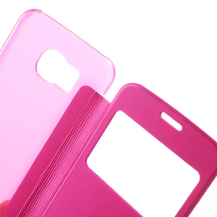 Window View Folio Leather Case for Samsung Galaxy S6 G920 with Back Plastic Case - Rose-5