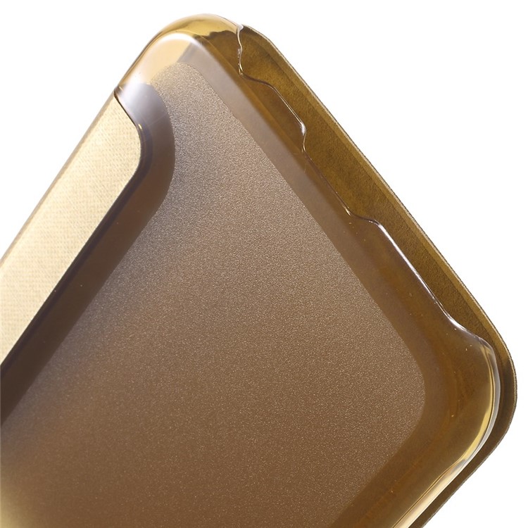 Window View Folio Leather Cover for Samsung Galaxy S6 G920 with Back Plastic Case - Gold-6