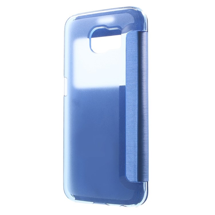 Window View Leather Folio Cover for Samsung Galaxy S6 G920 with Back Plastic Case - Blue-2