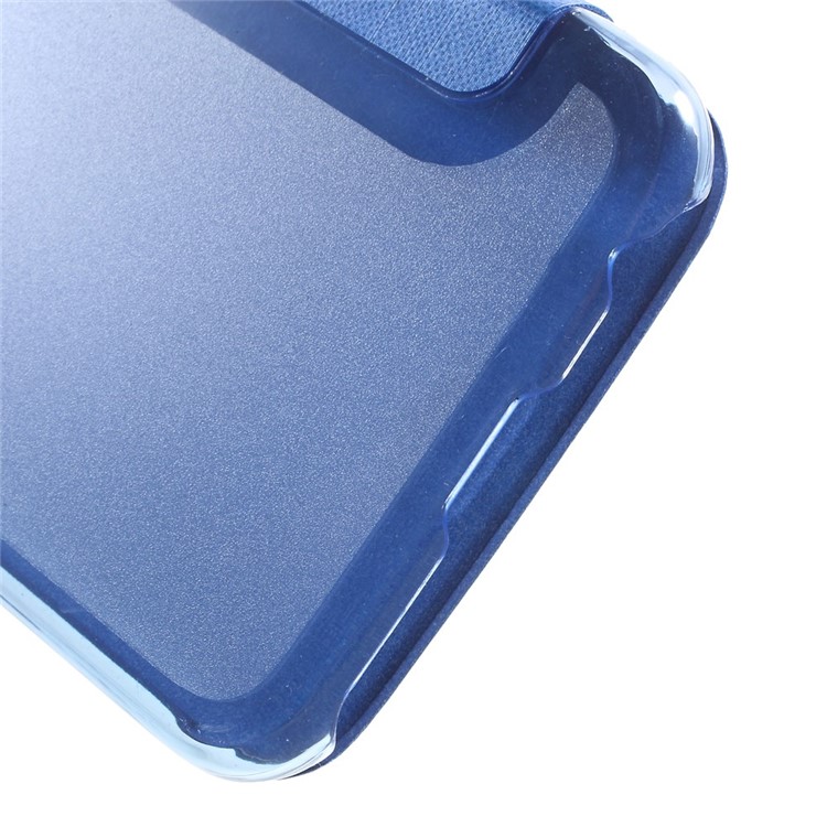 Window View Leather Folio Cover for Samsung Galaxy S6 G920 with Back Plastic Case - Blue-7