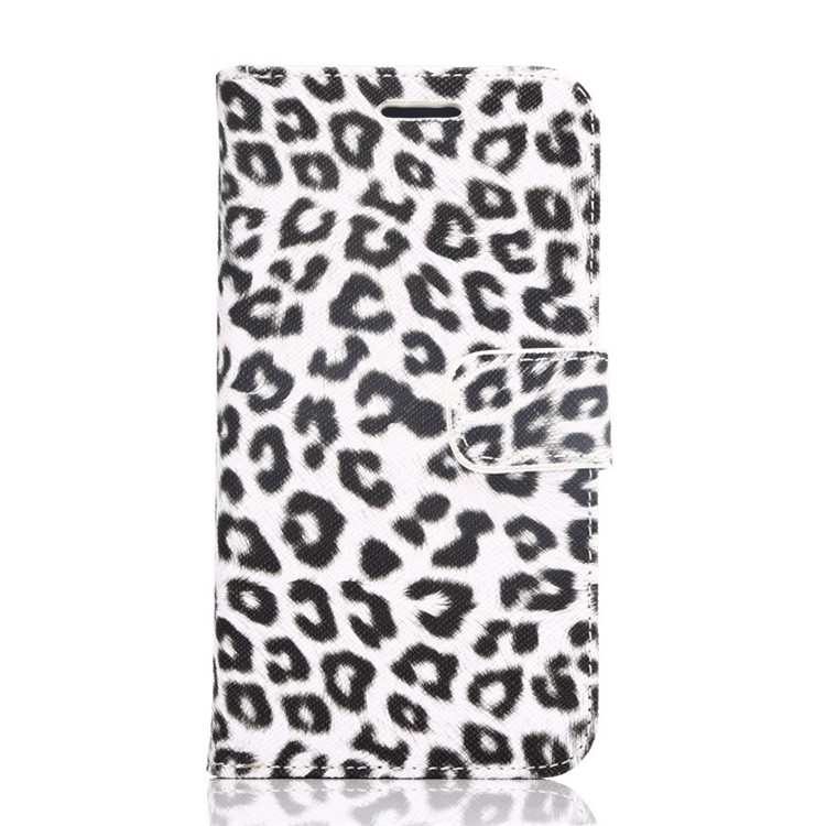 Leopard Texture Leather Wallet Case for Samsung Galaxy S6 G920 with Stand - White-1