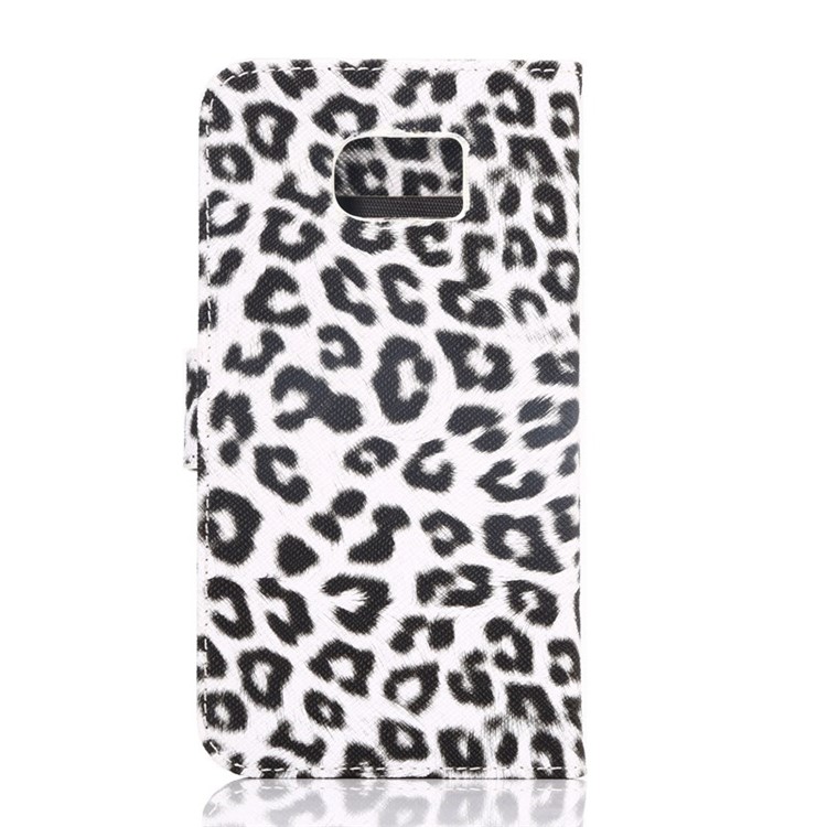 Leopard Texture Leather Wallet Case for Samsung Galaxy S6 G920 with Stand - White-2
