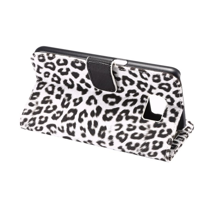 Leopard Texture Leather Wallet Case for Samsung Galaxy S6 G920 with Stand - White-3