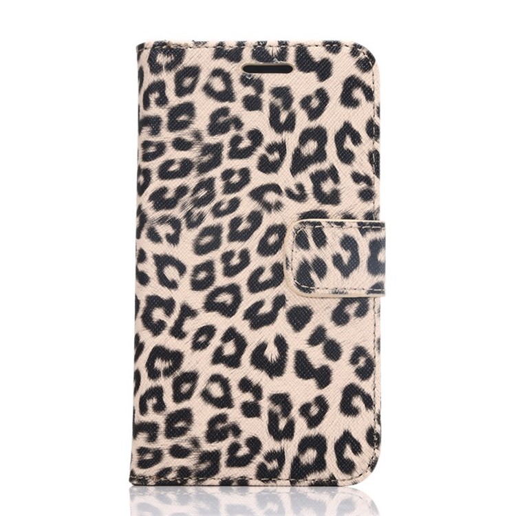 Leopard Texture Leather Wallet Case for Samsung Galaxy S6 G920 with Stand - Beige-1
