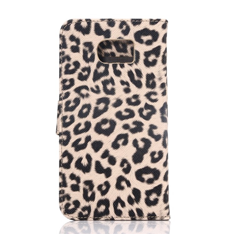 Leopard Texture Leather Wallet Case for Samsung Galaxy S6 G920 with Stand - Beige-2
