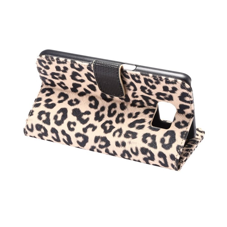 Leopard Texture Leather Wallet Case for Samsung Galaxy S6 G920 with Stand - Beige-4