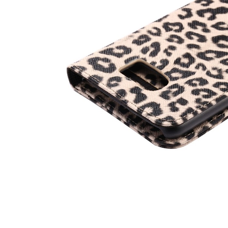 Leopard Texture Leather Wallet Case for Samsung Galaxy S6 G920 with Stand - Beige-6