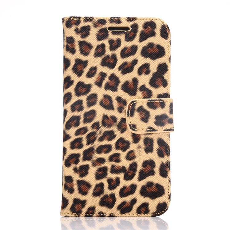 Leopard Texture Leather Wallet Cover for Samsung Galaxy S6 G920 with Stand - Brown-1
