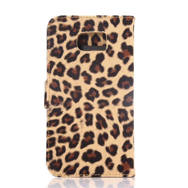 Leopard Texture Leather Wallet Cover for Samsung Galaxy S6 G920 with Stand - Brown-2