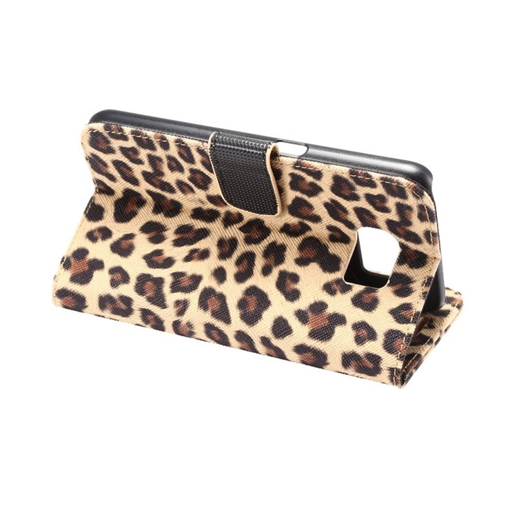 Leopard Texture Leather Wallet Cover for Samsung Galaxy S6 G920 with Stand - Brown-3