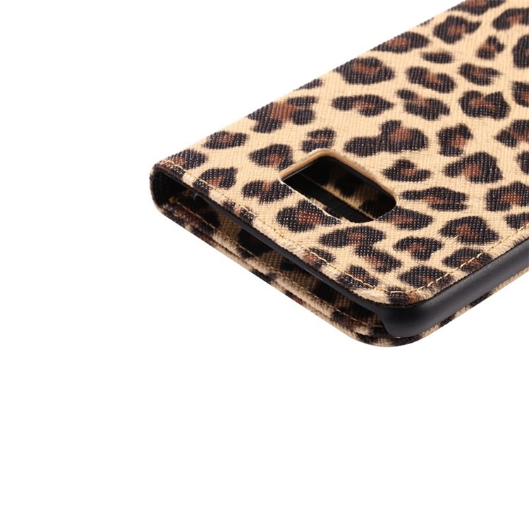 Leopard Texture Leather Wallet Cover for Samsung Galaxy S6 G920 with Stand - Brown-5