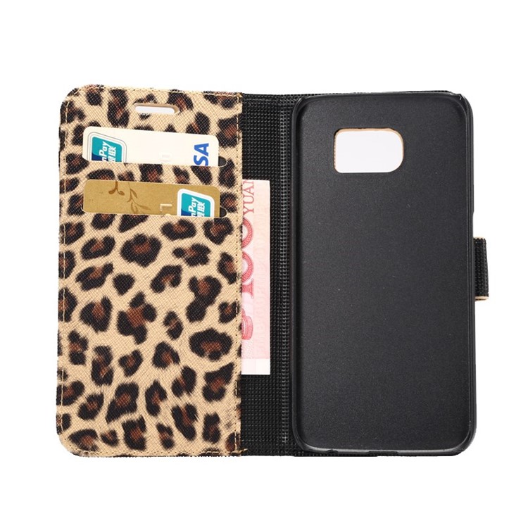 Leopard Texture Leather Wallet Cover for Samsung Galaxy S6 G920 with Stand - Brown-6