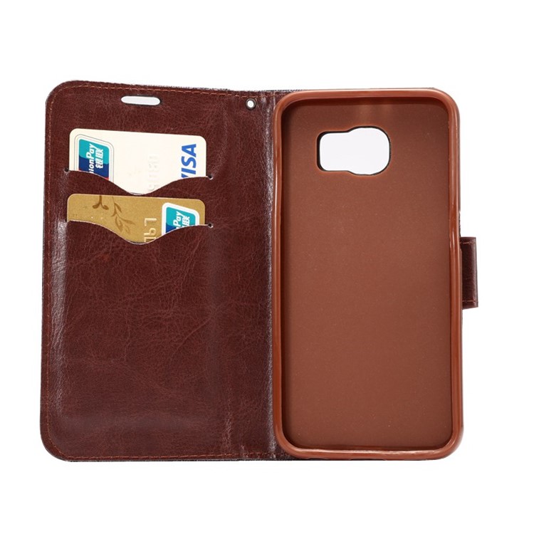 Flowers Cloth Skin Leather Case for Samsung Galaxy S6 G920 with Card Slot - Black-3