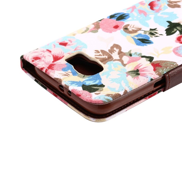Flowers Cloth Skin Leather Case for Samsung Galaxy S6 G920 with Card Slot - White-5