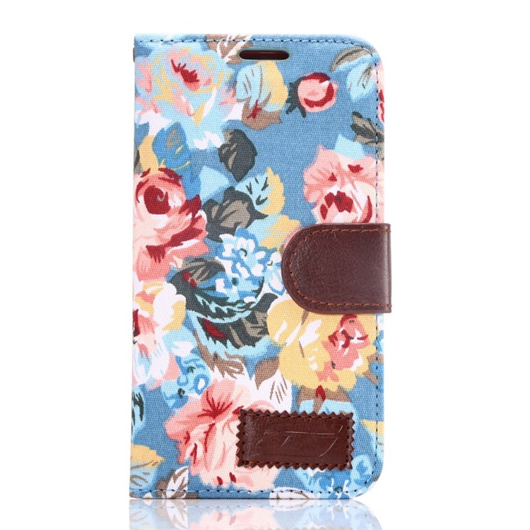 

Flowers Cloth Skin Leather Shell for Samsung Galaxy S6 G920 with Card Slot - Blue