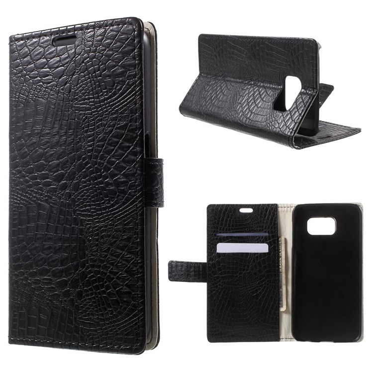 

Crocodile Texture Leather Stand Case for Samsung Galaxy S6 G920 Card Holder - Black, Galaxy S6