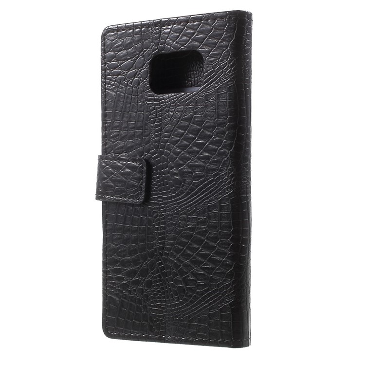 Crocodile Texture Leather Stand Case for Samsung Galaxy S6 G920 Card Holder - Black-2