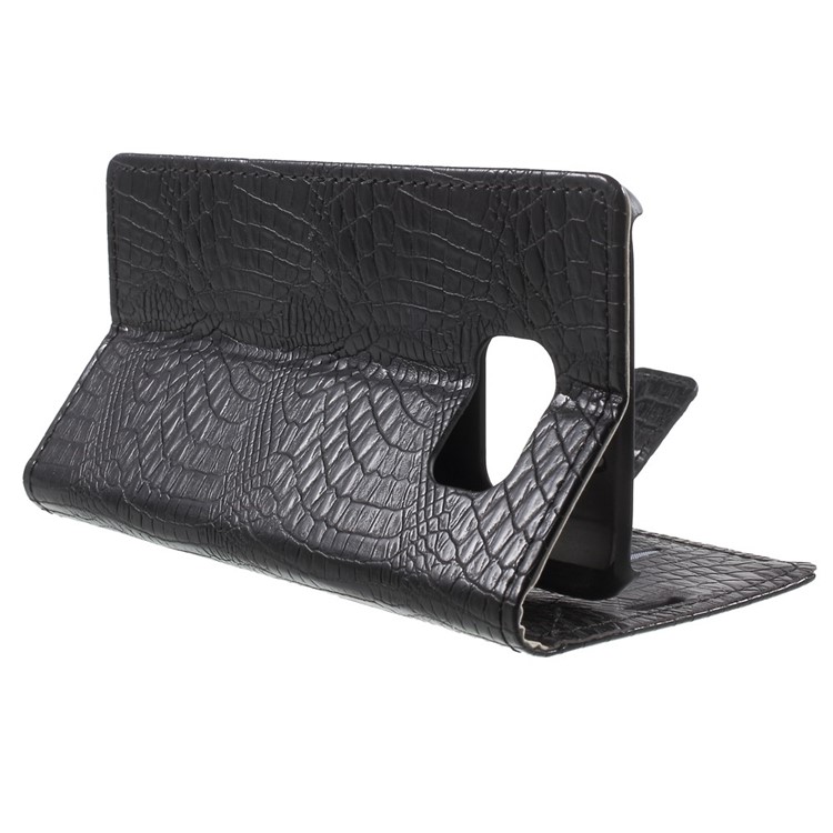 Crocodile Texture Leather Stand Case for Samsung Galaxy S6 G920 Card Holder - Black-3