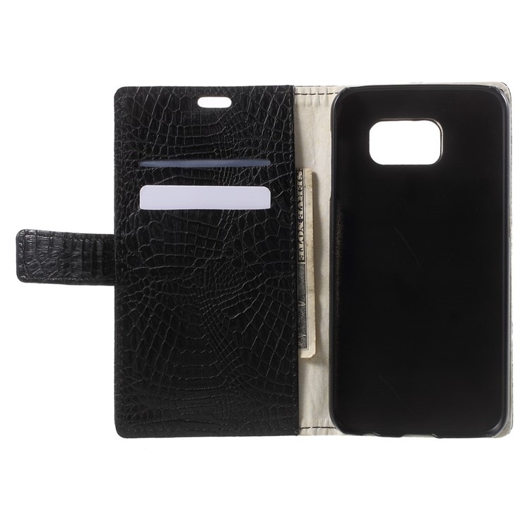 Crocodile Texture Leather Stand Case for Samsung Galaxy S6 G920 Card Holder - Black-4