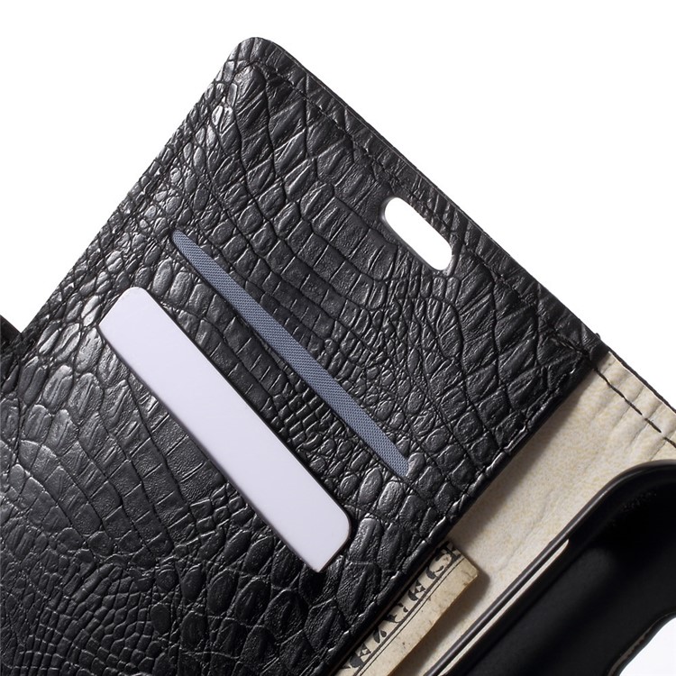 Crocodile Texture Leather Stand Case for Samsung Galaxy S6 G920 Card Holder - Black-5