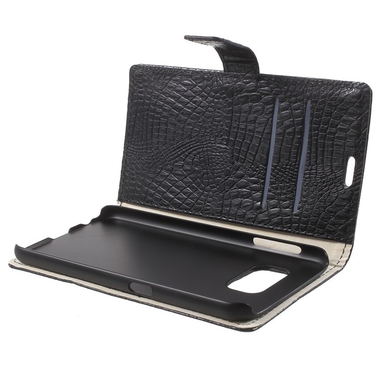 Crocodile Texture Leather Stand Case for Samsung Galaxy S6 G920 Card Holder - Black-9
