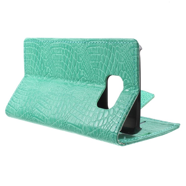 Alligator Texture Leather Stand Case for Samsung Galaxy S6 G920 Card Holder - Cyan-3