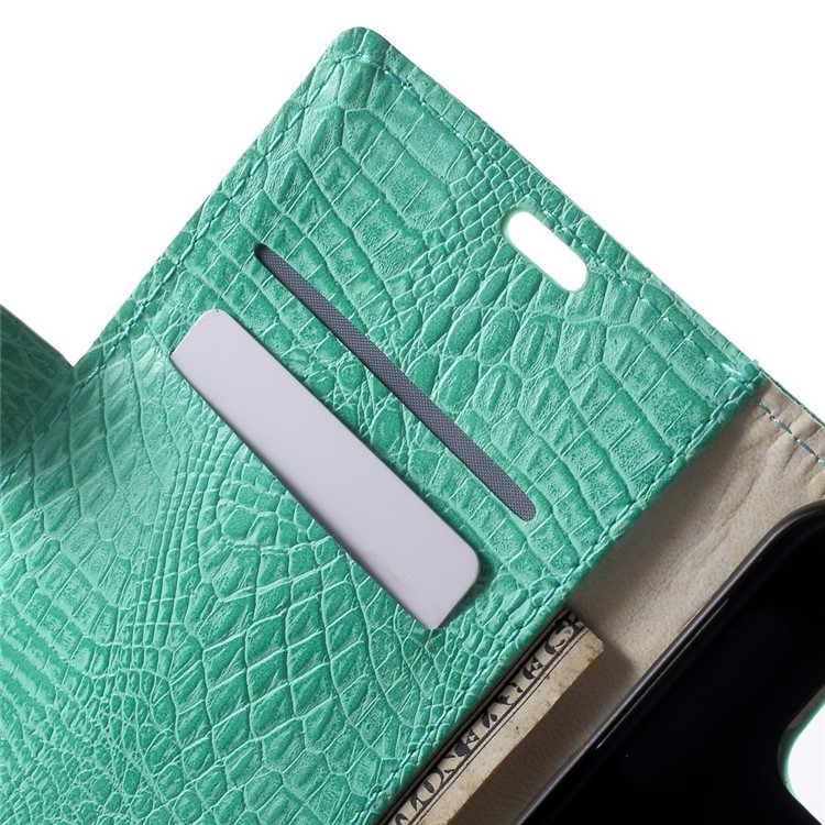 Alligator Texture Leather Stand Case for Samsung Galaxy S6 G920 Card Holder - Cyan-5