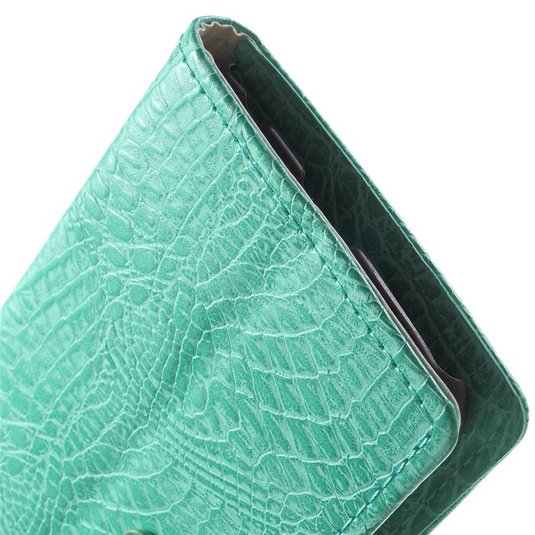 Alligator Texture Leather Stand Case for Samsung Galaxy S6 G920 Card Holder - Cyan-8