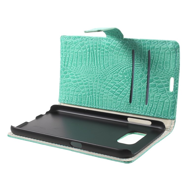 Alligator Texture Leather Stand Case for Samsung Galaxy S6 G920 Card Holder - Cyan-9