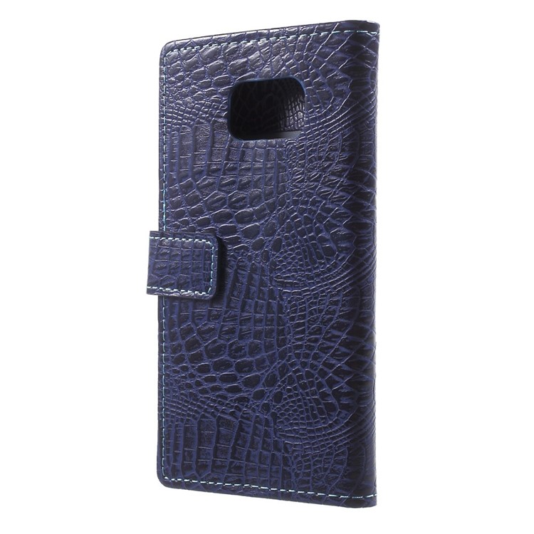 Cayman Skin Flip Leather Stand Cover for Samsung Galaxy S6 G920 Card Holder - Blue-2