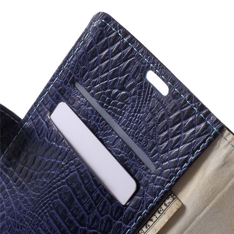 Cayman Skin Flip Leather Stand Cover for Samsung Galaxy S6 G920 Card Holder - Blue-5