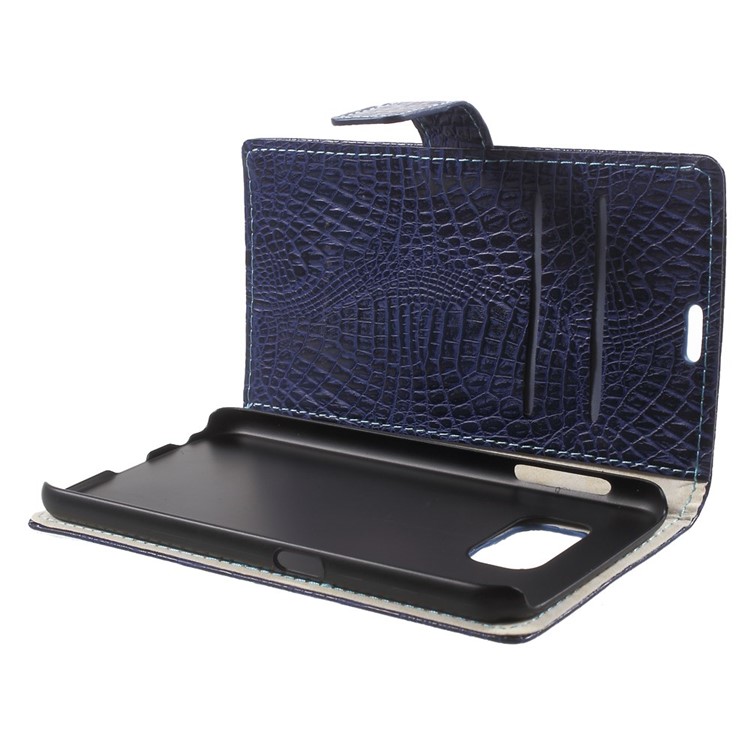 Cayman Skin Flip Leather Stand Cover for Samsung Galaxy S6 G920 Card Holder - Blue-8