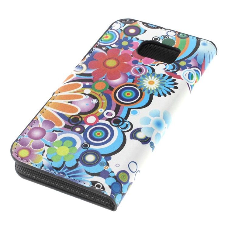 Colorized Flowers Leather Wallet Case for Samsung Galaxy S6 SM-G920 with Stand-3