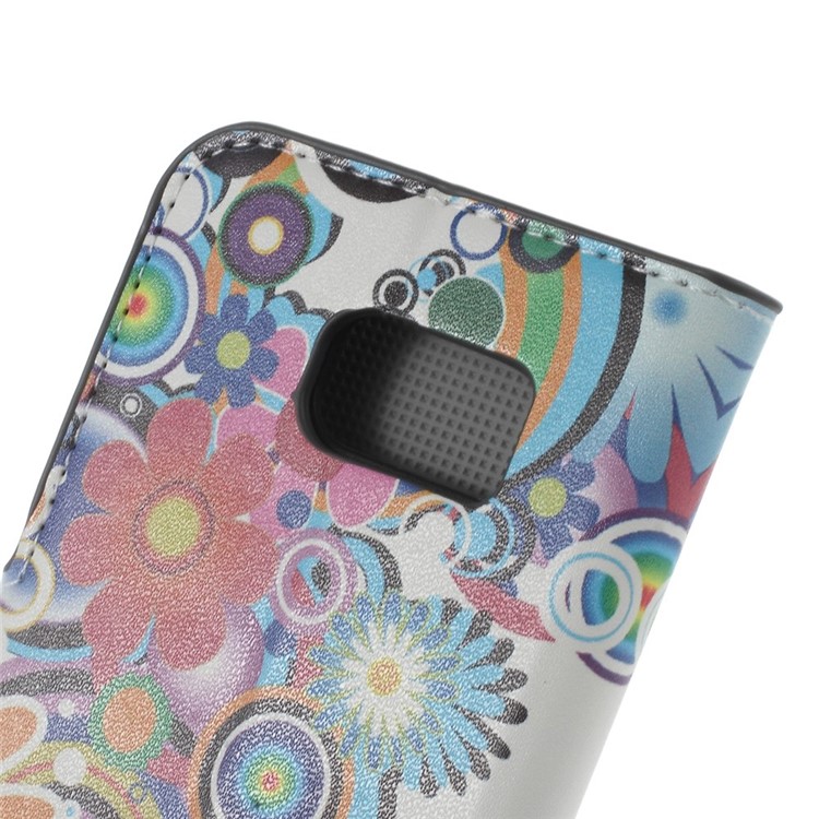 Colorized Flowers Leather Wallet Case for Samsung Galaxy S6 SM-G920 with Stand-6
