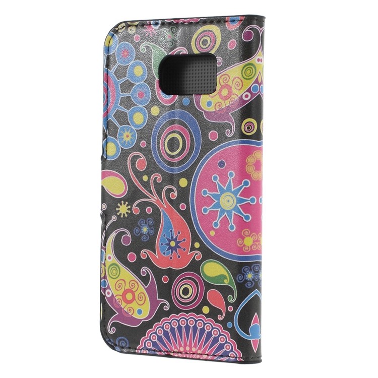 Paisley Flowers Leather Wallet Case for Samsung Galaxy S6 SM-G920 with Stand-2