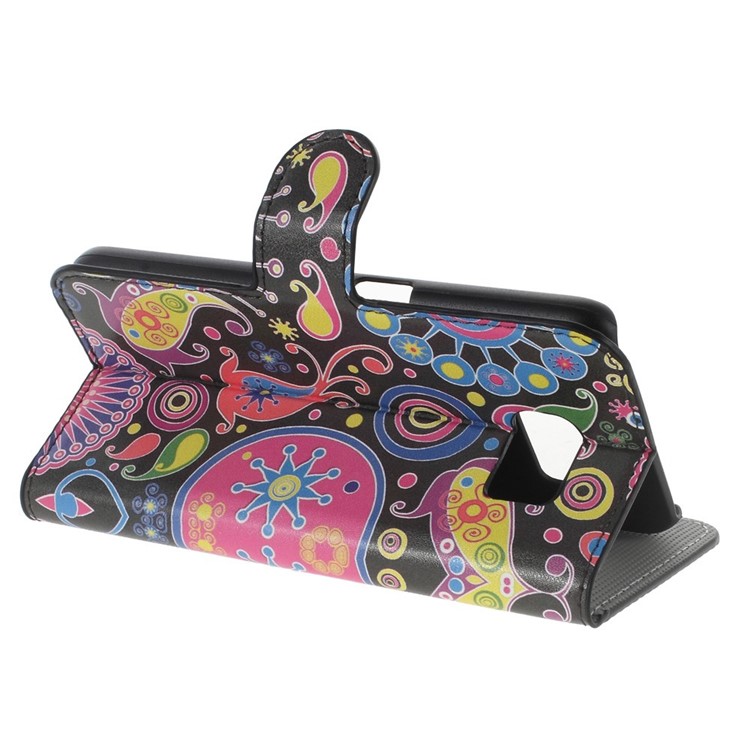 Paisley Flowers Leather Wallet Case for Samsung Galaxy S6 SM-G920 with Stand-4