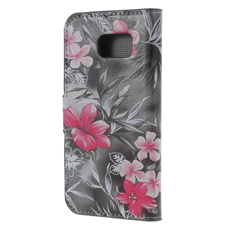 Leather Card Slots Case for Samsung Galaxy S6 SM-G920 - Pretty Lily Flower-2