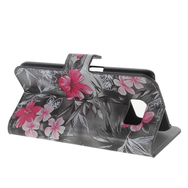 Leather Card Slots Case for Samsung Galaxy S6 SM-G920 - Pretty Lily Flower-3